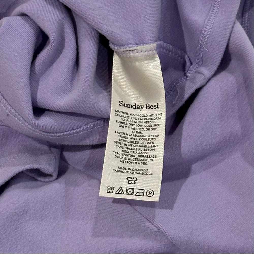 Aritzia Sunday Best Short Sleeve Cotton Crop Top, L, Light Purple Tee - Picture 5 of 6